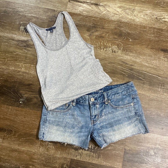 American Eagle Outfitters Pants - American Eagle Sparkly Jean Shorts & matching Sparkly Tank Top